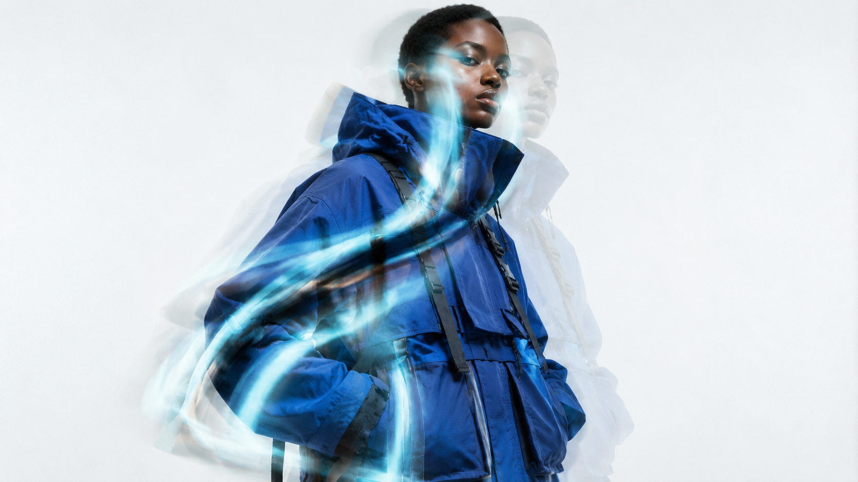 Placeholder fashion study in cobalt blue